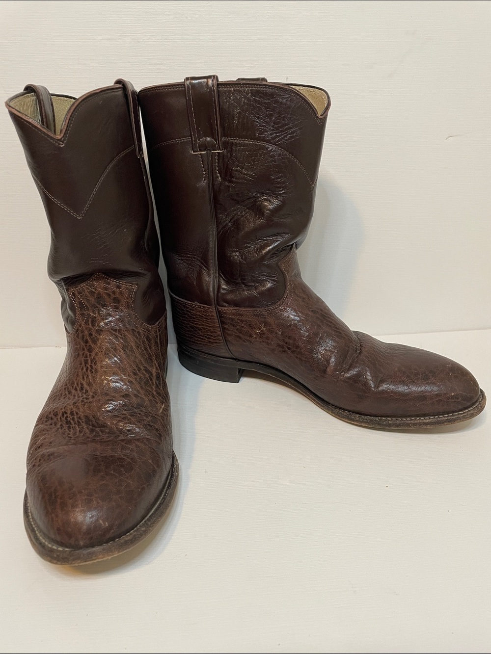 Justin Bullhide Leather Cowboy Boots - Sz 12D